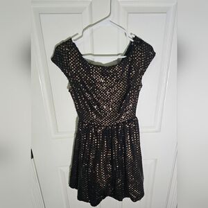 Monaco Womens Black Gold Sequin Cocktail Party Dress Medium
